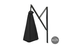 black cantilever umbrella closing