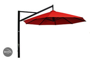 red cantilever umbrella open right