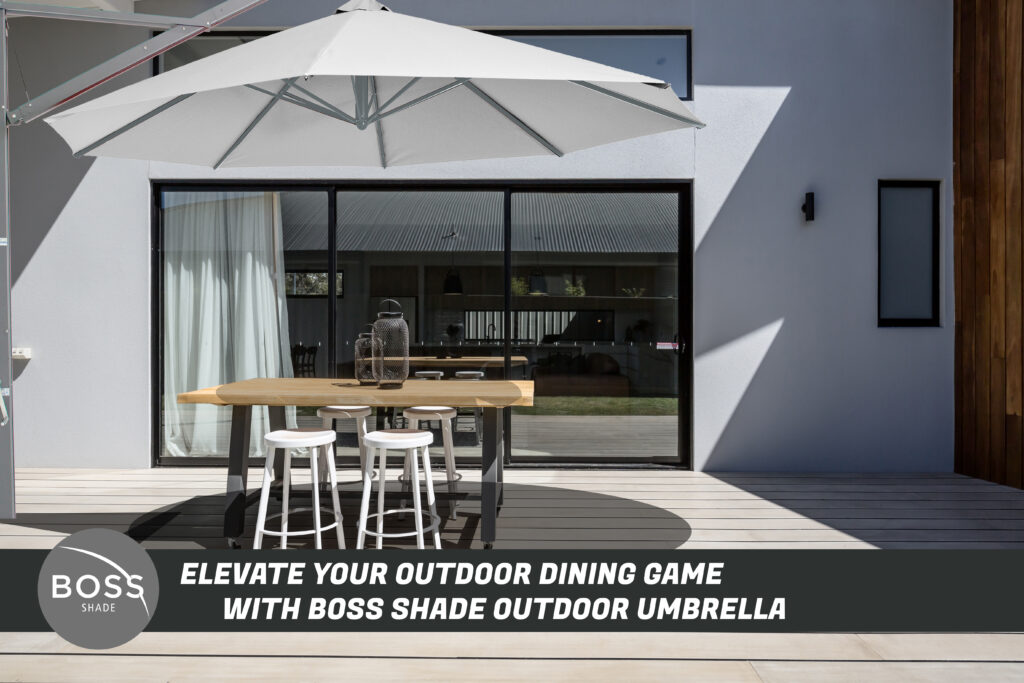 white cantilever umbrella for your backyard dining