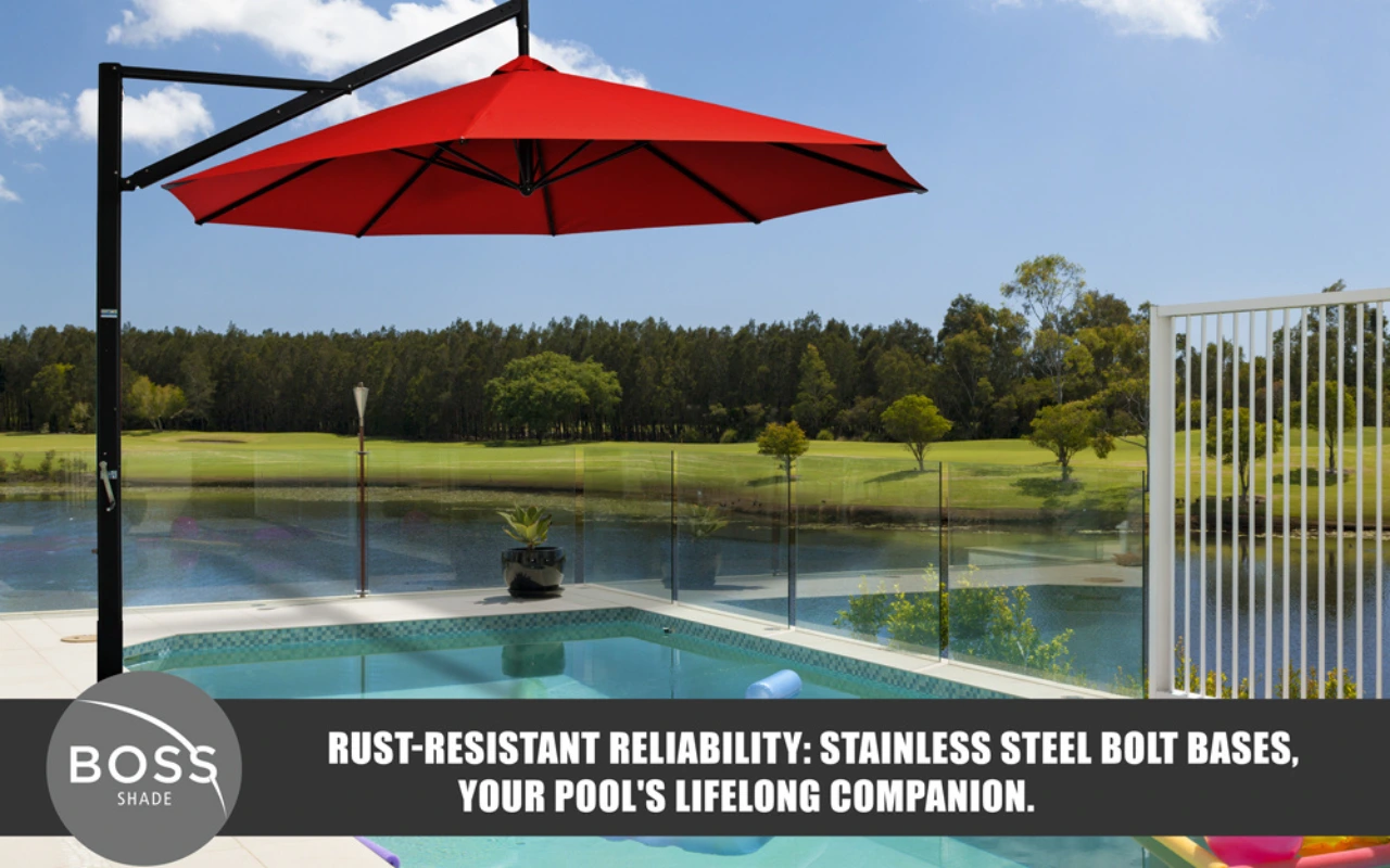 Red Swimming Pool Shade Umbrellas