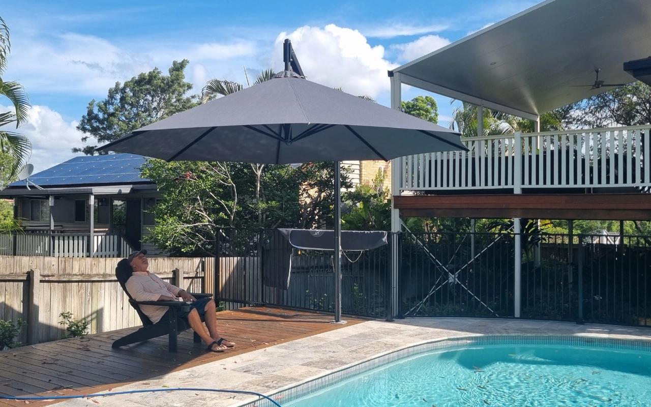 Large poolside umbrellas